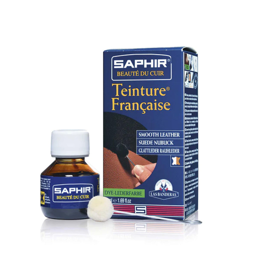 SAPHIR BEAUTE DU CUIR - TEINTURE FRANCAISE (LEATHER DYE) with COTTON STICK AND GLOVES - 50ml